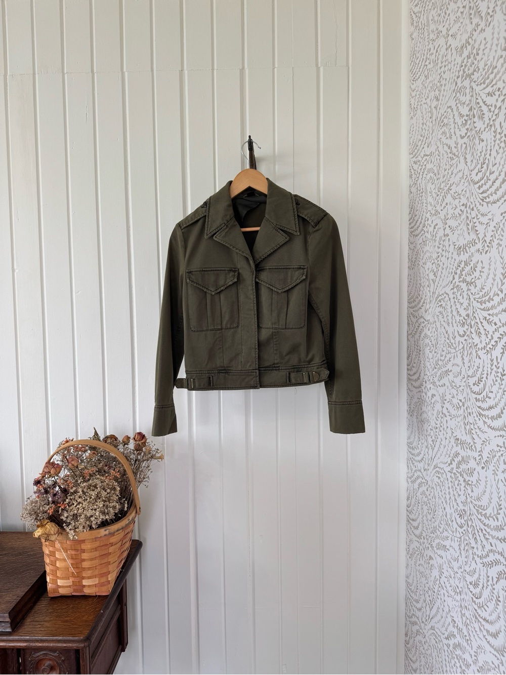 Peyton Jensen Olive Cotton Military Utility Jacket XS